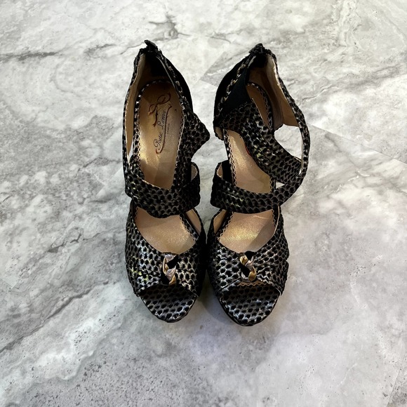 Poetic License Force Of Nature Womens Black Leather High Heel Sandals Size 9.5 - Picture 3 of 8